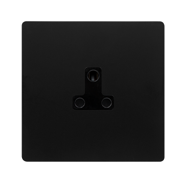 2A ROUND PIN SOCKET - MATT BLACK COVER PLATE - BLACK INSERT
