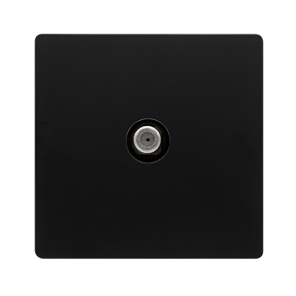 NON-ISOLATED SINGLE SATELLITE OUTLET - MATT BLACK COVER PLATE - BLACK INSERT