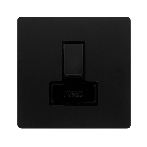 13A SWITCHED FUSED CONNECTION UNIT - MATT BLACK COVER PLATE - BLACK INSERT