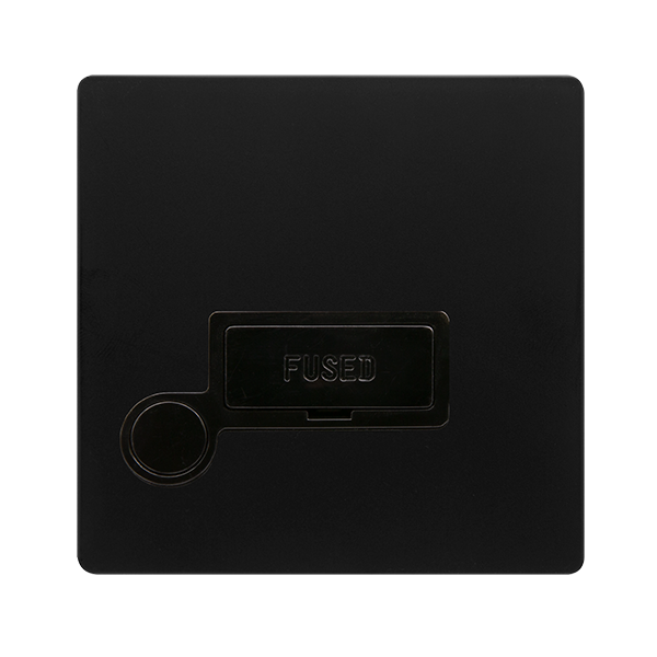 13A FUSED CONNECTION UNIT WITH OPTIONAL FLEX OUTLET - MATT BLACK COVER PLATE - BLACK INSERT