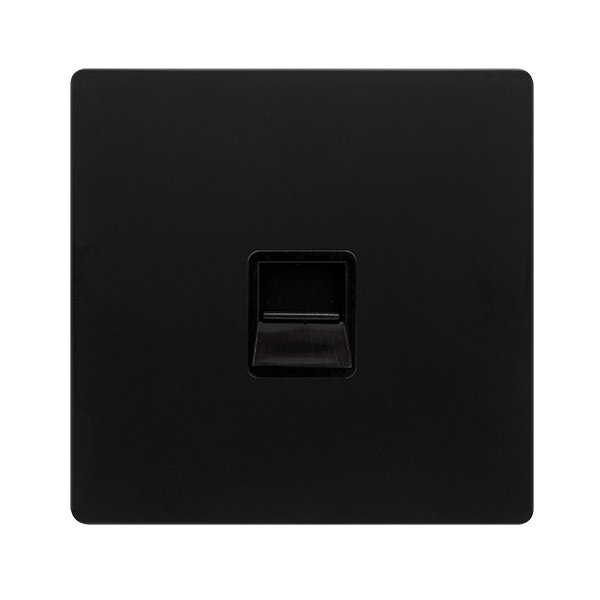 SINGLE TELEPHONE MASTER OUTLET - MATT BLACK COVER PLATE - BLACK INSERT