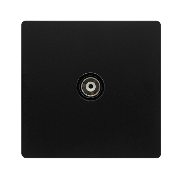 SINGLE ISOLATED COAXIAL OUTLET - MATT BLACK COVER PLATE - BLACK INSERT