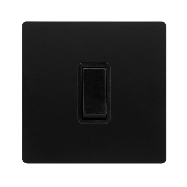 10AX INGOT 1 GANG INTERMEDIATE SWITCH - MATT BLACK COVER PLATE - BLACK INSERT