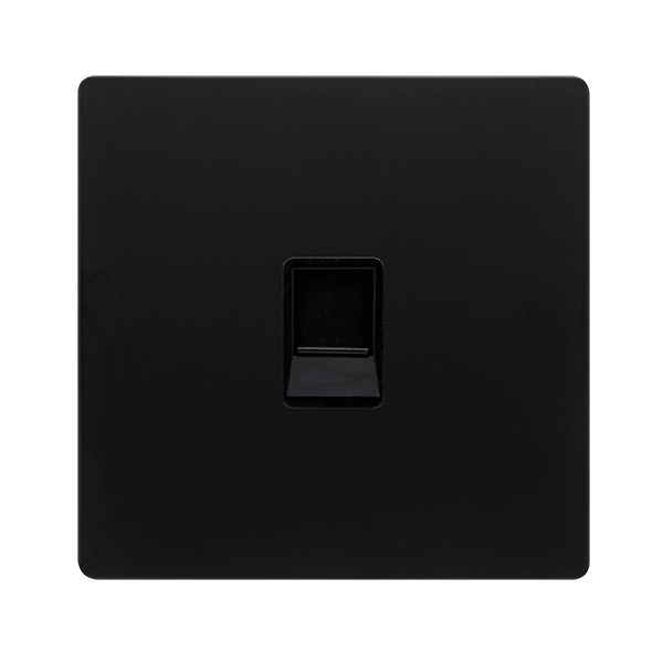 SINGLE RJ11 (IRISH/US) OUTLET - MATT BLACK COVER PLATE - BLACK INSERT