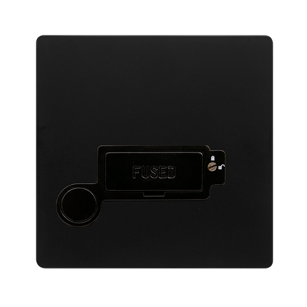 13A LOCKABLE CONNECTION UNIT WITH OPTIONAL FLEX OUTLET - MATT BLACK COVER PLATE - BLACK INSERT
