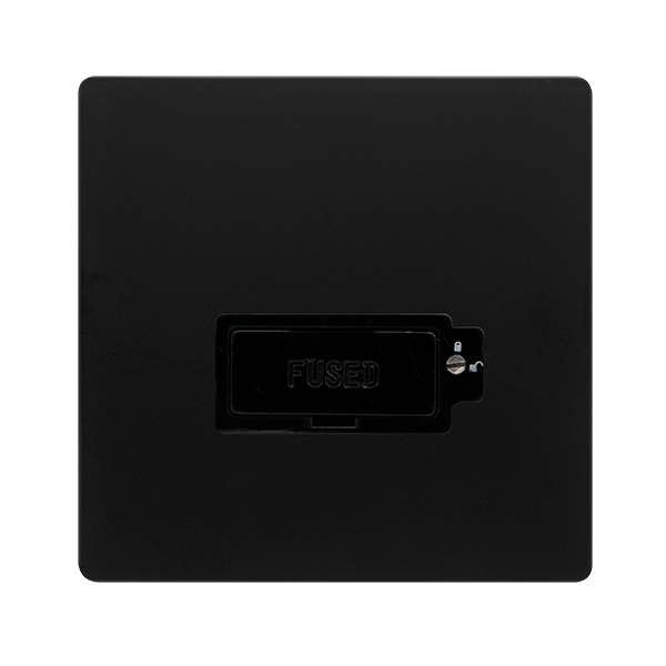 13A LOCKABLE FUSED CONNECTION UNIT - MATT BLACK COVER PLATE - BLACK INSERT