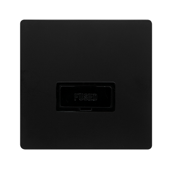 13A FUSED CONNECTION UNIT - MATT BLACK COVER PLATE - BLACK INSERT