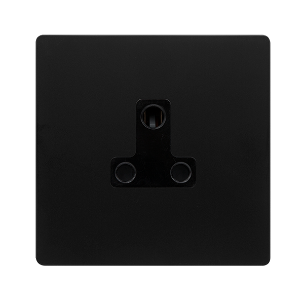 5A ROUND PIN SOCKET - MATT BLACK COVER PLATE - BLACK INSERT